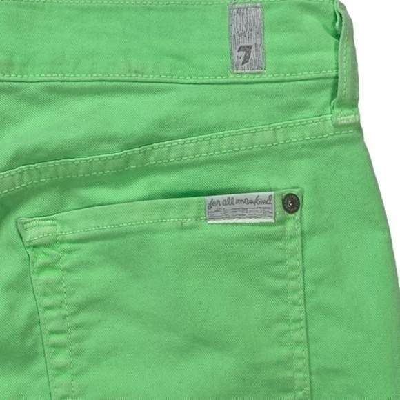 7 For All Mankind Jeans Womens Size 30 Spring Green Skinny Cropped Stretchy - Picture 10 of 13